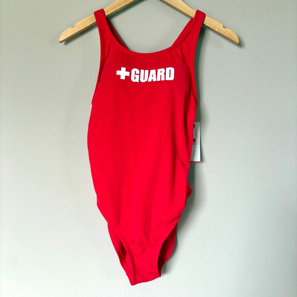 Blarix Red Lifeguard Official One Piece Swimsuit Wide Strap NEW Size 36 NWT